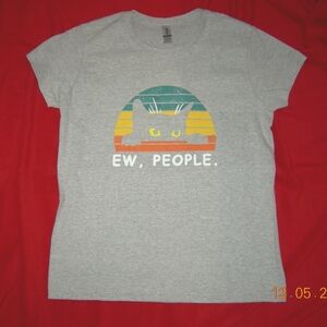 CAT LOVER EW PEOPLE T-SHIRT TEE SHORT SLEEVE GRAPHIC PET Ladies Cut Size L